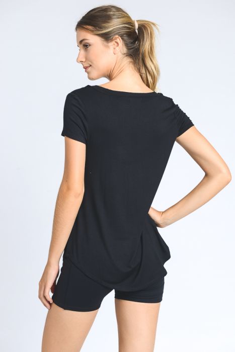 Active V-Neck Top -Black