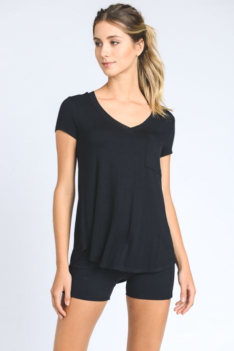 Active V-Neck Top -Black