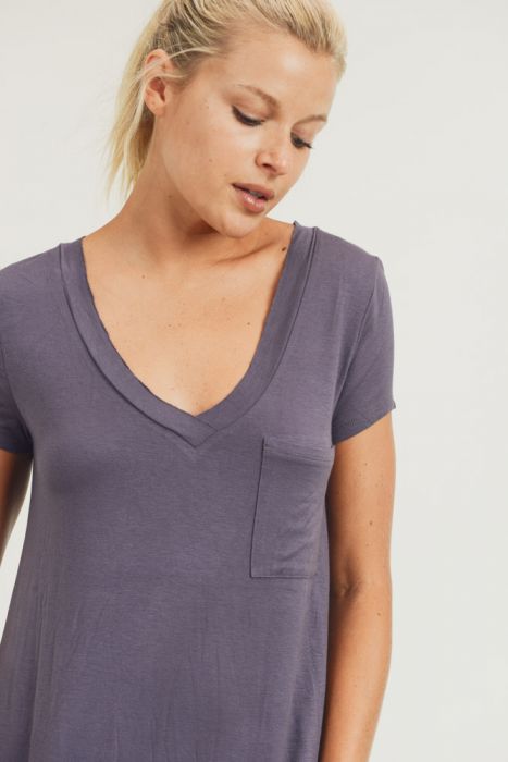 Active V-Neck Top -Plum Grey