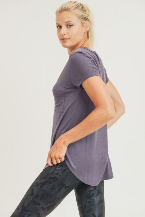 Active V-Neck Top -Plum Grey