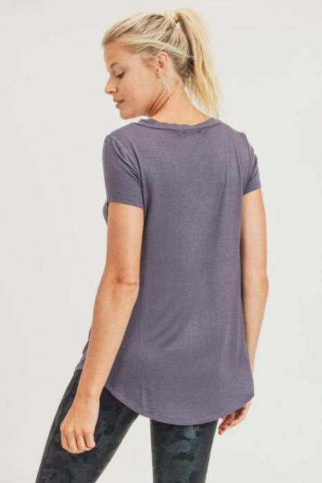 Active V-Neck Top -Plum Grey