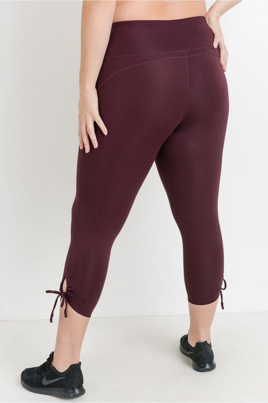 Plus High Waisted Capri Legging- Plum