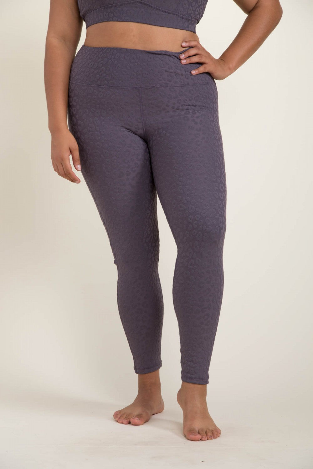 Leopard Textured Leggings -Curvy