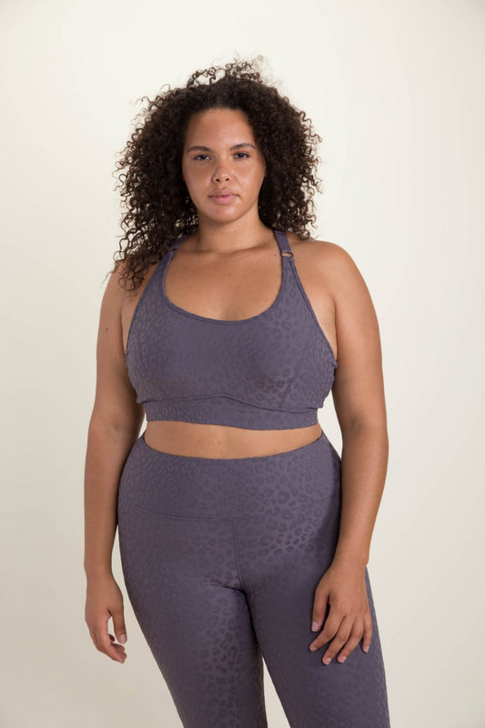 Leopard Textured Sports Bra- Curvy