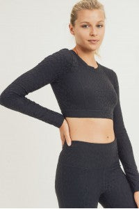 Black Leopard Long Sleeve Active Top