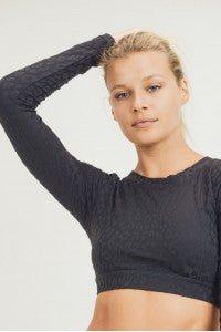 Black Leopard Long Sleeve Active Top