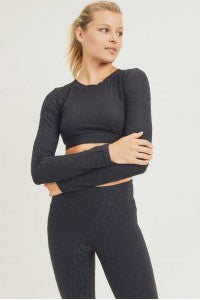 Black Leopard Long Sleeve Active Top
