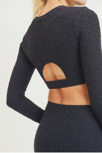 Black Leopard Long Sleeve Active Top
