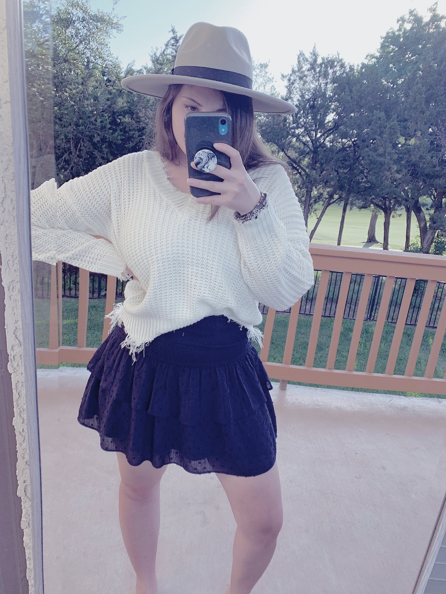 Crushing on You Frayed Sweater- White