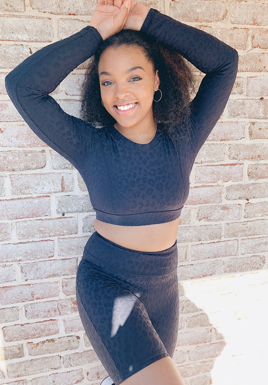 Black Leopard Biker Shorts