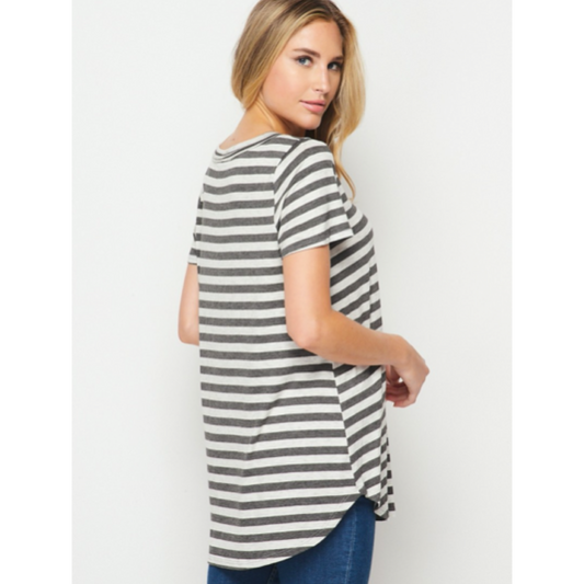 Black & Grey Striped Top S-3X