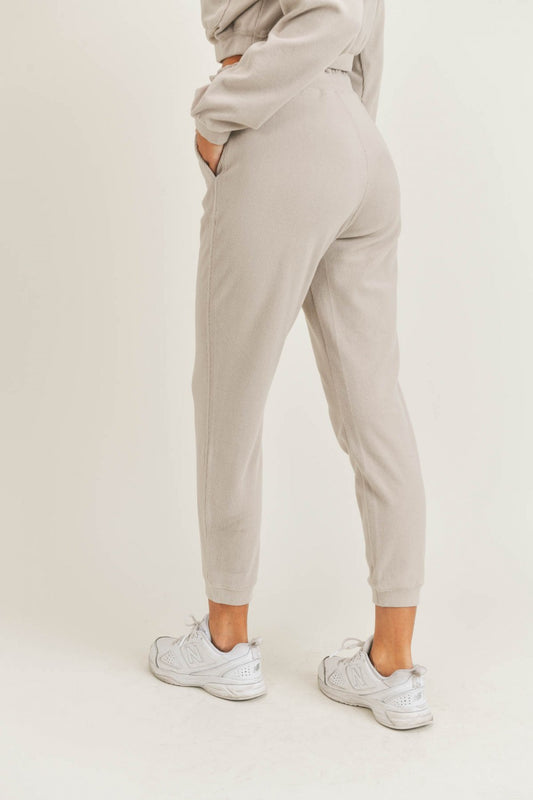 Ribbed Ruffle Waist Joggers
