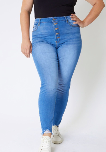 Ava High Waisted Button Fly Jean XL-3XL