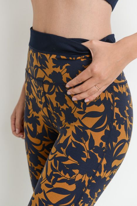 Navy Floral Leggings