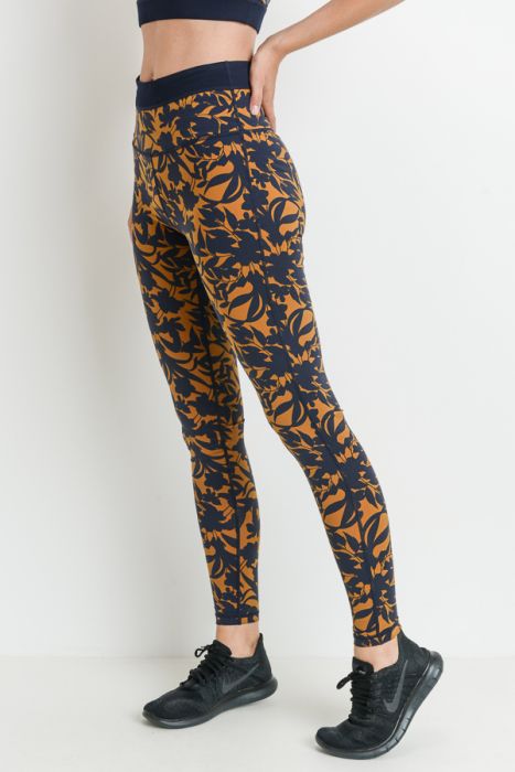 Navy Floral Leggings