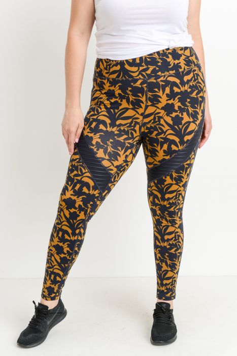 Navy Floral Leggings - Curvy