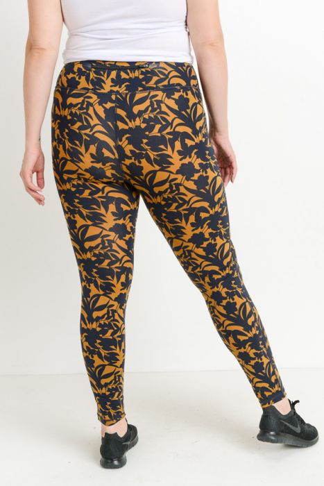 Navy Floral Leggings - Curvy