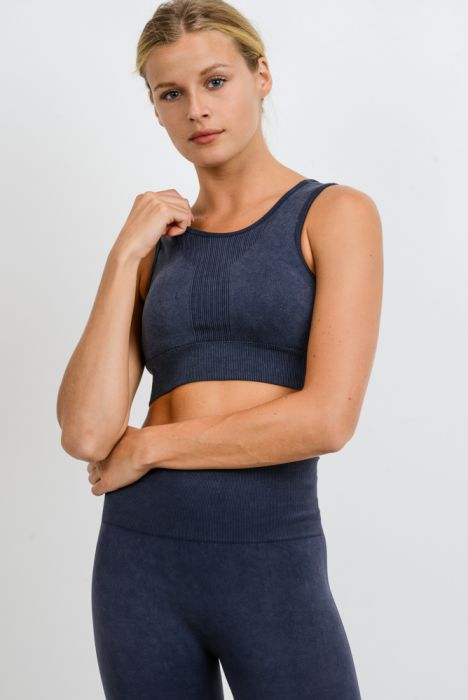 Mineral Wash Sports Bra-Black