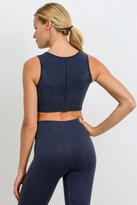 Mineral Wash Sports Bra-Black