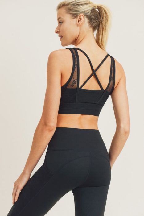Floral Lace Mesh Sports Bra