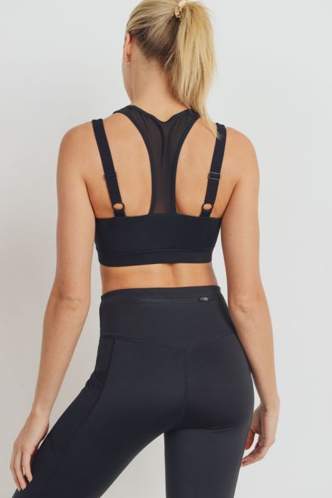 Black Mesh Cutout Sports Bra