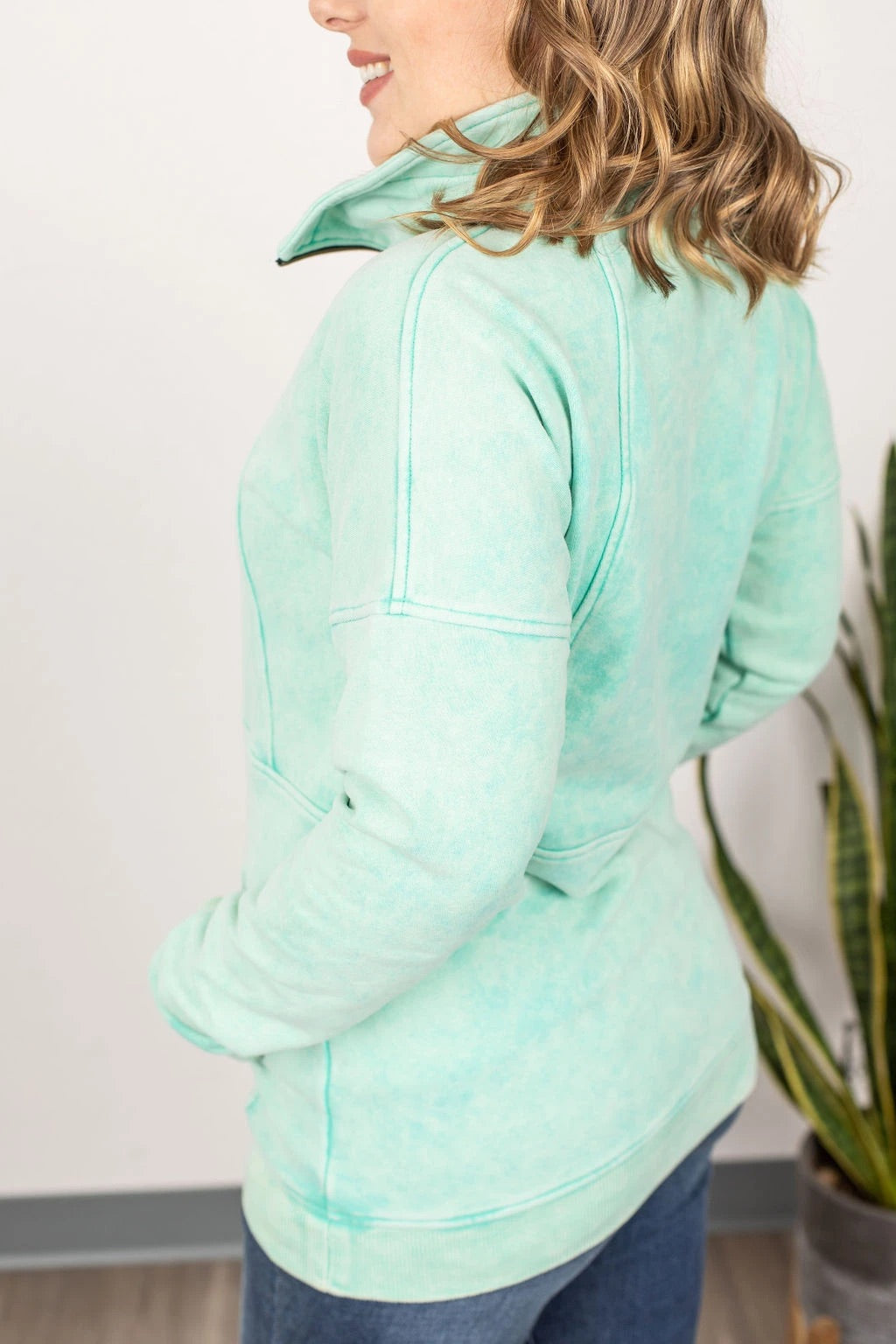 Mint Vintage Wash Half Zip S-3XL