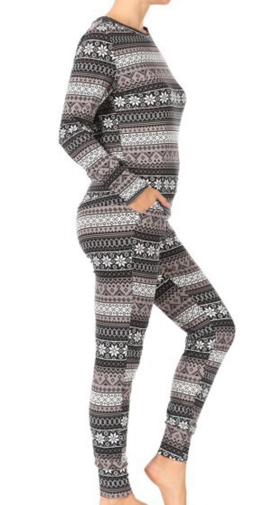 Snowy Grey Winter Pjs