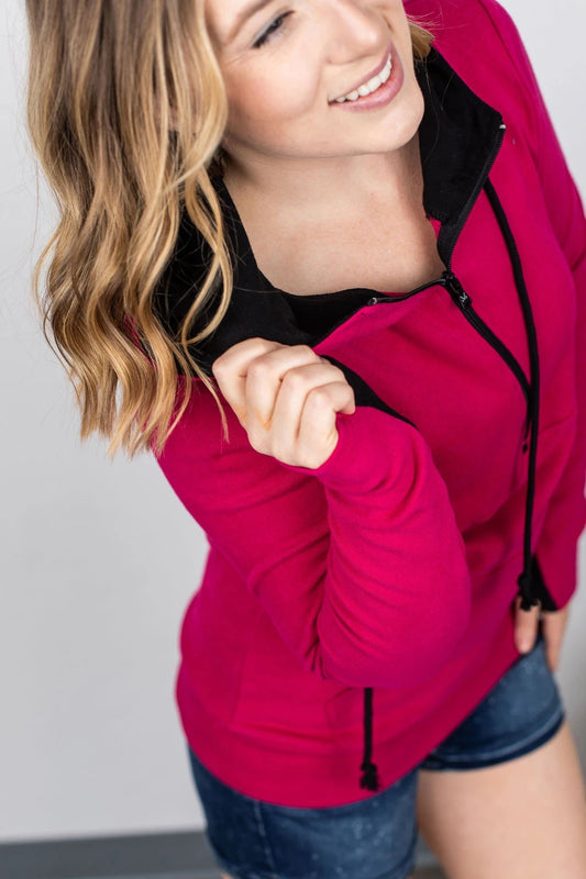 Magenta Half Zip Hoodie S-3XL