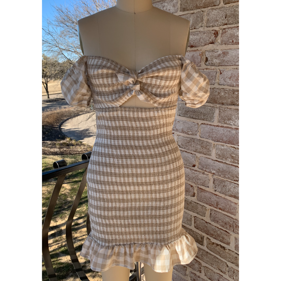 Fun & Flirty Taupe Dress