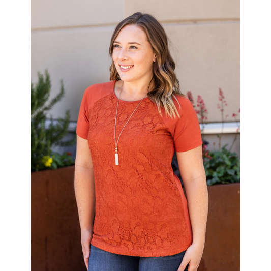Juliet Lace Tee- Orange