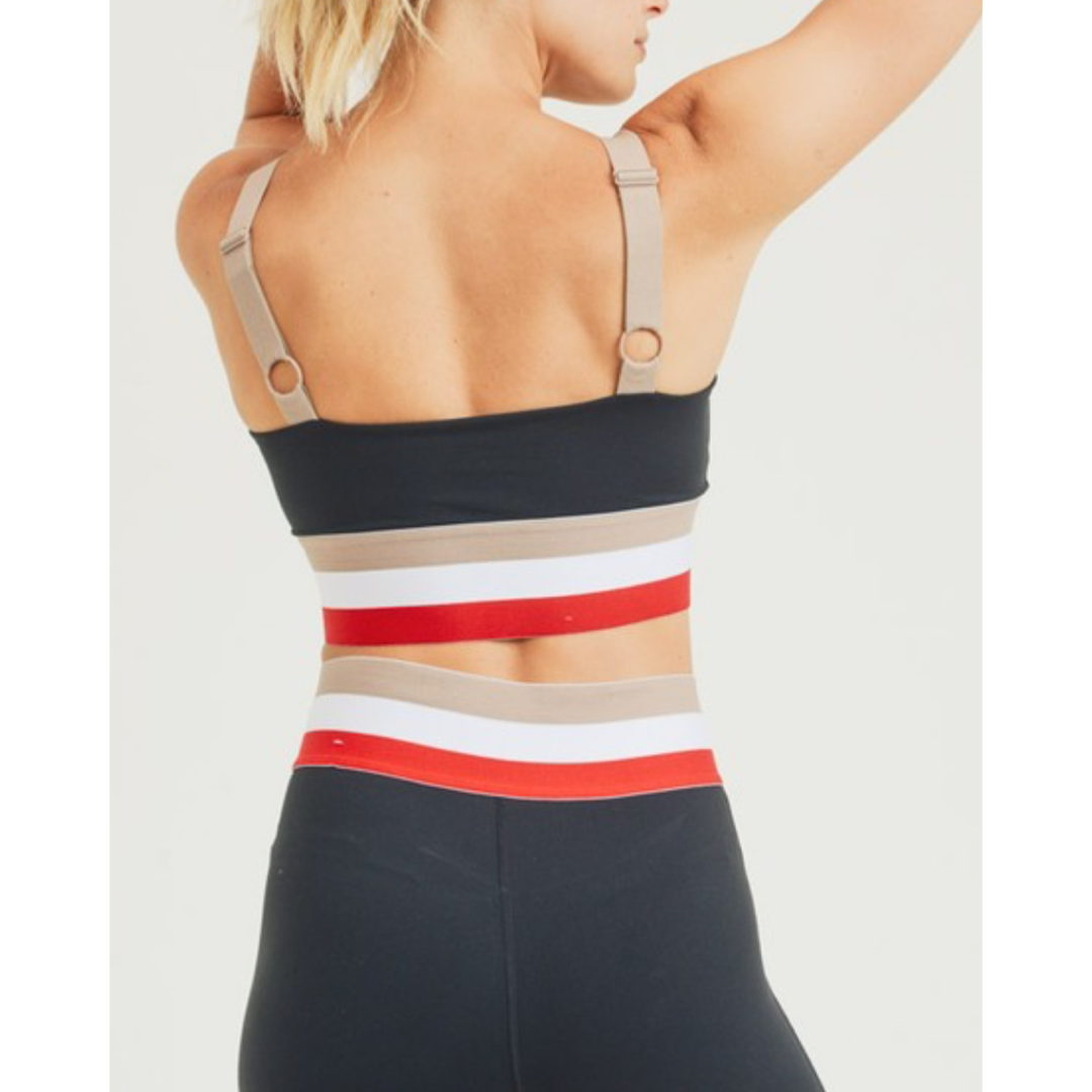 Tricolor Band Sports Bra