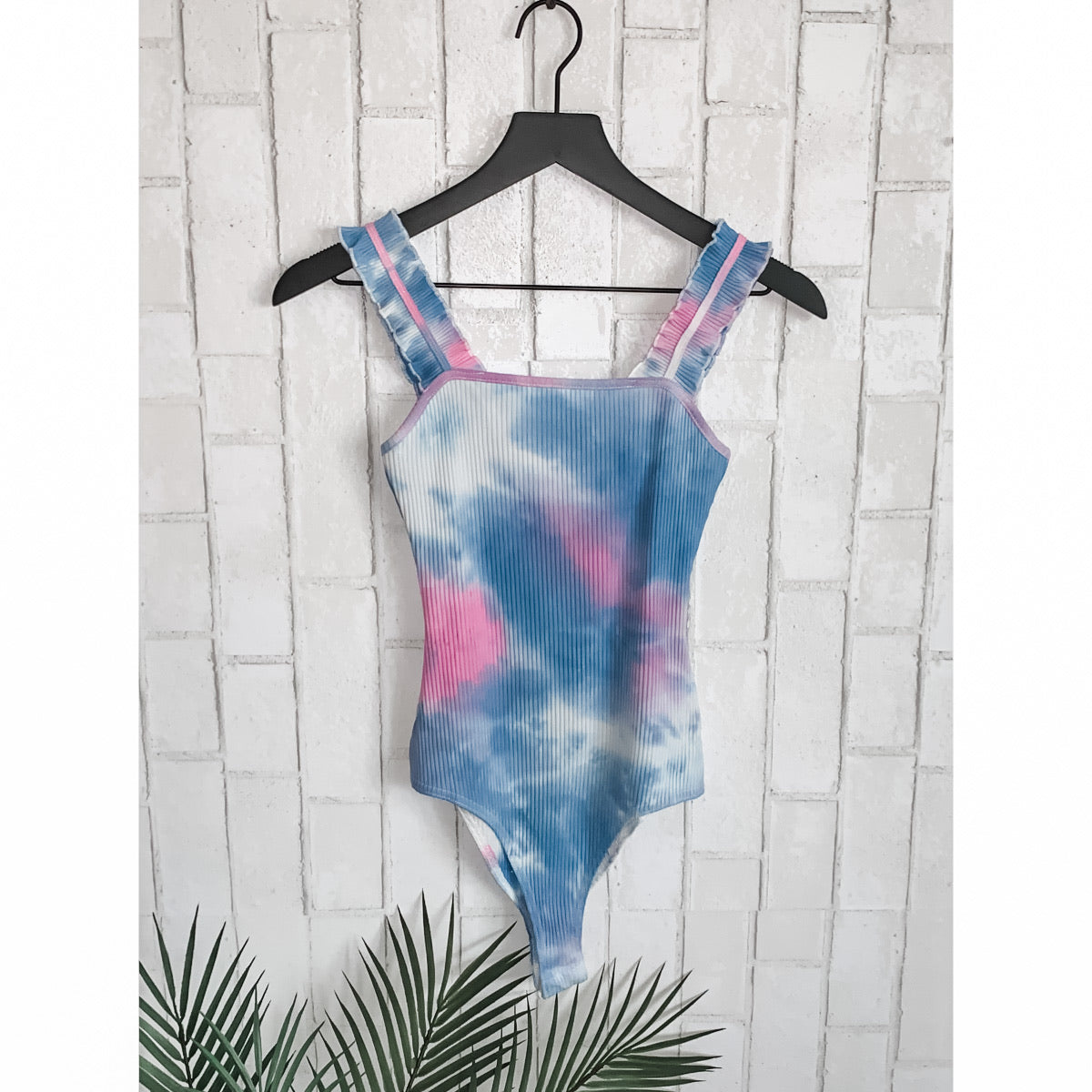 Ruffle Straps Bodysuit- Cotton Candy