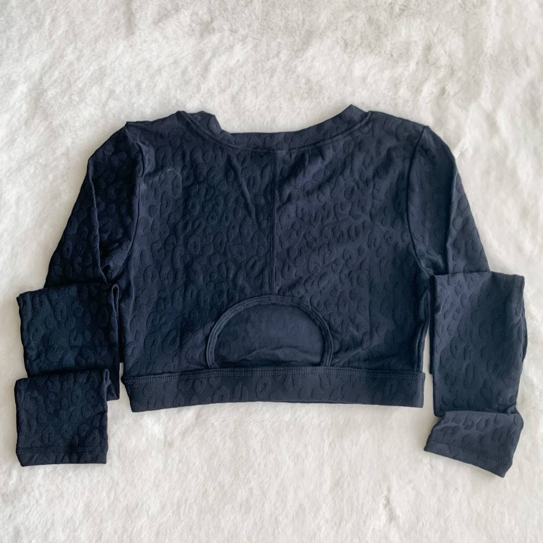 Black Leopard Long Sleeve Active Top