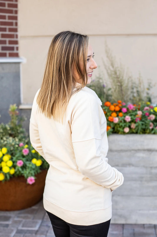 Ivory Vintage Wash Half Zip S-3XL