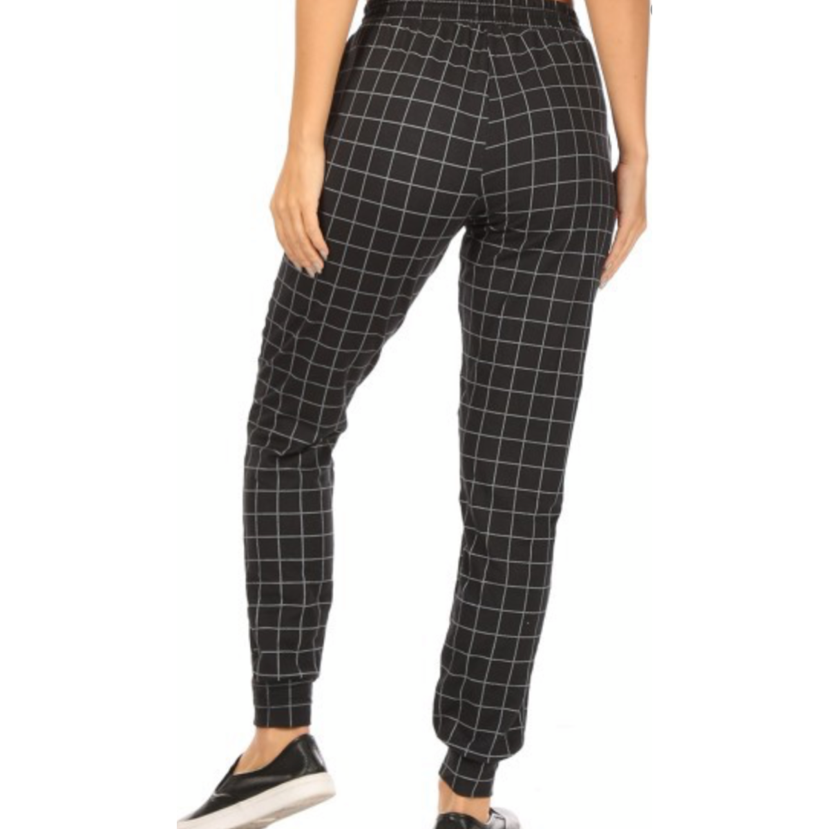 Black Plaid Fleece Joggers