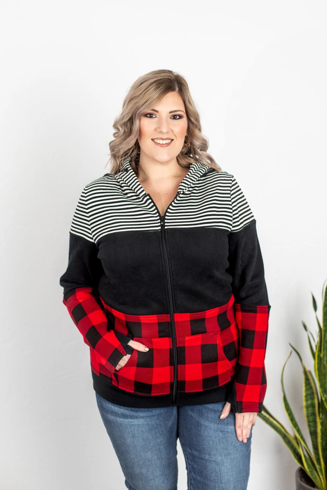 Check My Plaid Zip Up XS-3XL