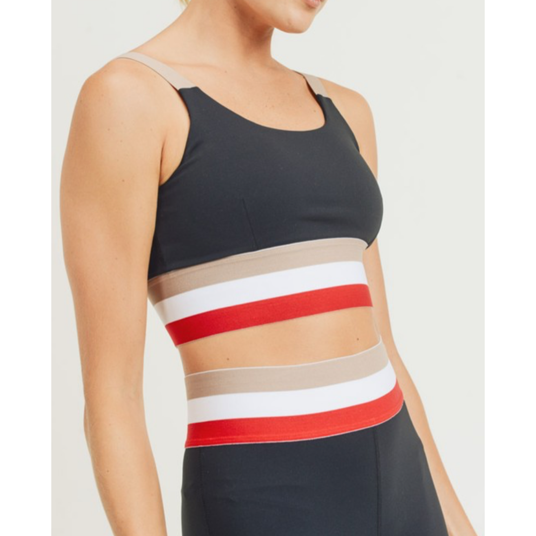 Tricolor Band Sports Bra