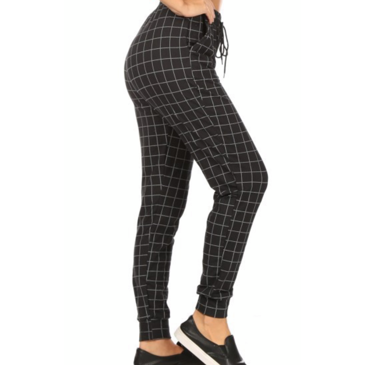 Black Plaid Fleece Joggers