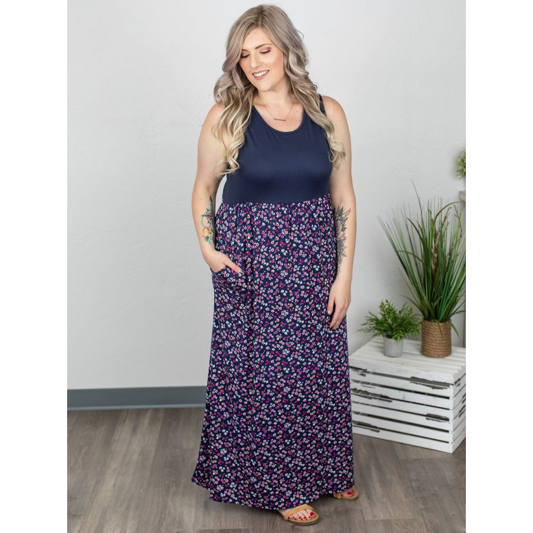 Navy Floral Maxi