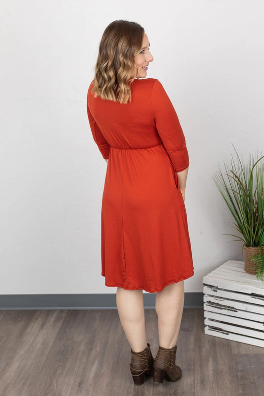 Rust Midi Dress
