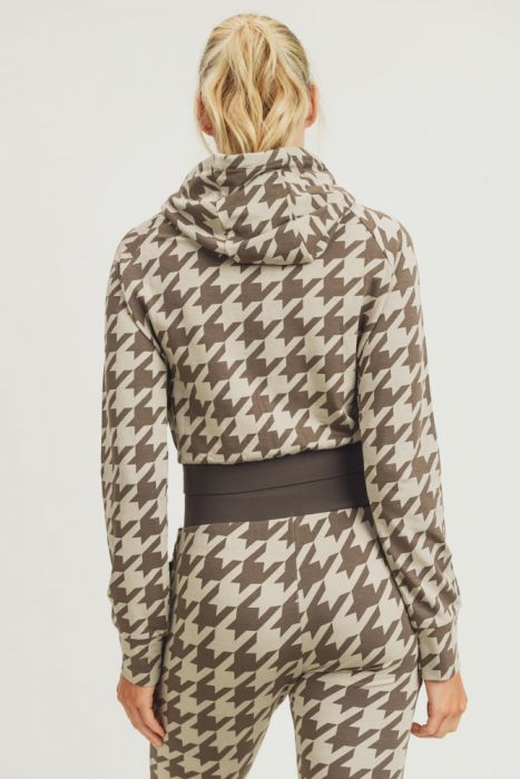 Houndstooth Crop Hoodie