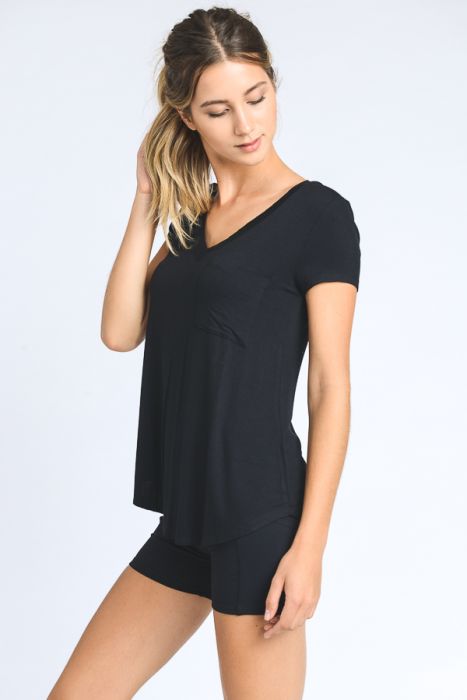 Active V-Neck Top -Black