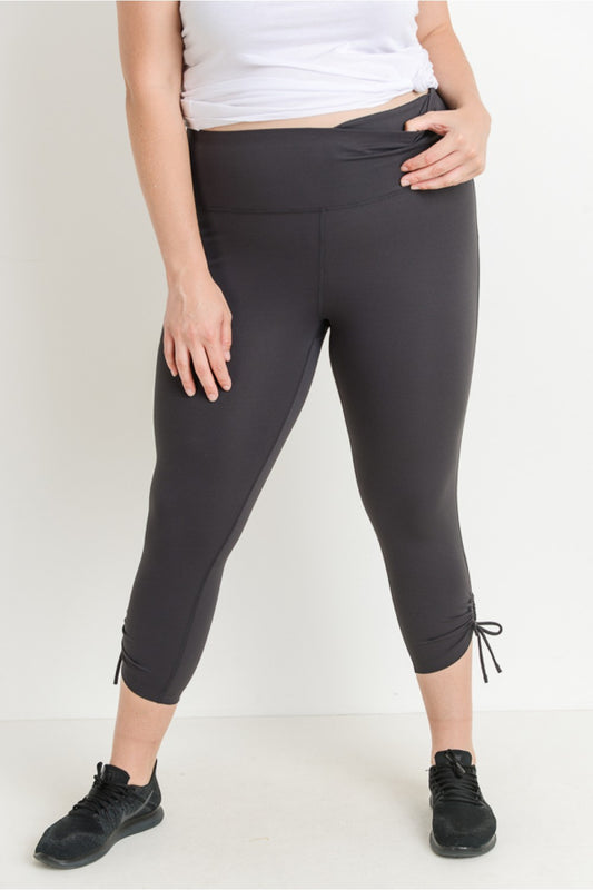 Plus High waisted Capri Legging- Grey