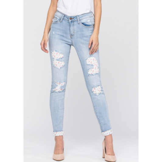 Floral Patch Light Denim Jeans 0-24W