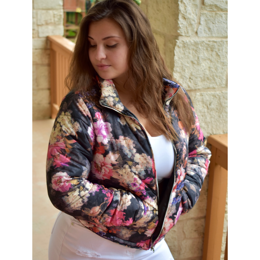 Let it Bloom Floral Puffer Jacket