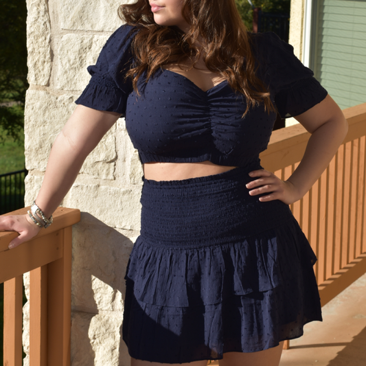 Too Cool For You Crop Top- Navy