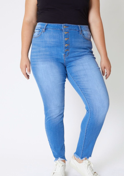 Ava High Waisted Button Fly Jean XL-3XL