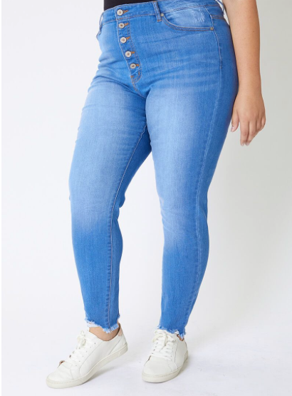 Ava High Waisted Button Fly Jean XL-3XL