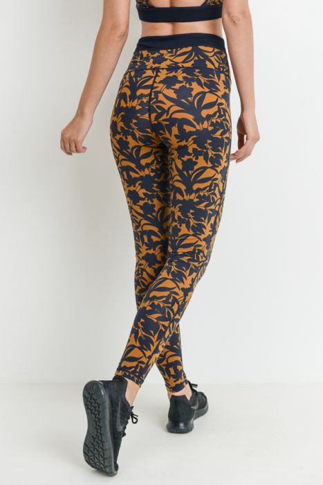 Navy Floral Leggings