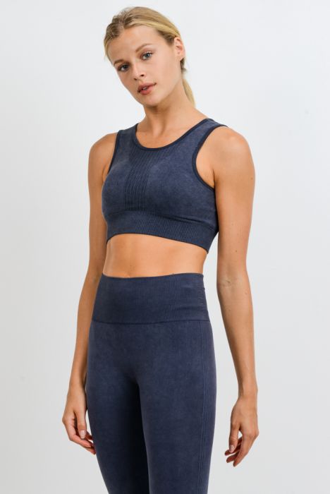 Mineral Wash Sports Bra-Black